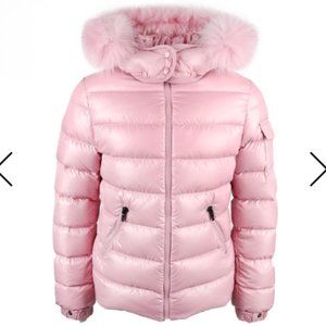 NWOT, MONCLER ENFANT Girls Blush Pink Bady Fur Coat